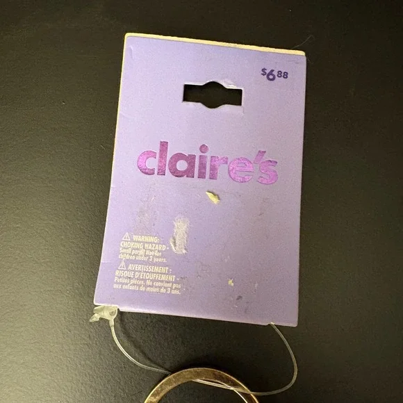 NWT Claire's Blue Gem Heart Geometric Cage Keychain Gold Tone Charm - Picture 5 of 6